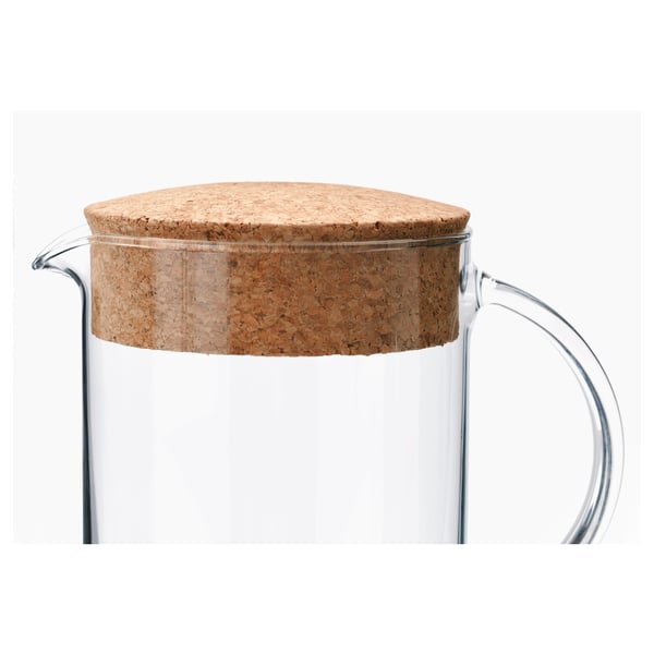 IKEA 365+ jug with lid, clear glass/cork, 1.5 l