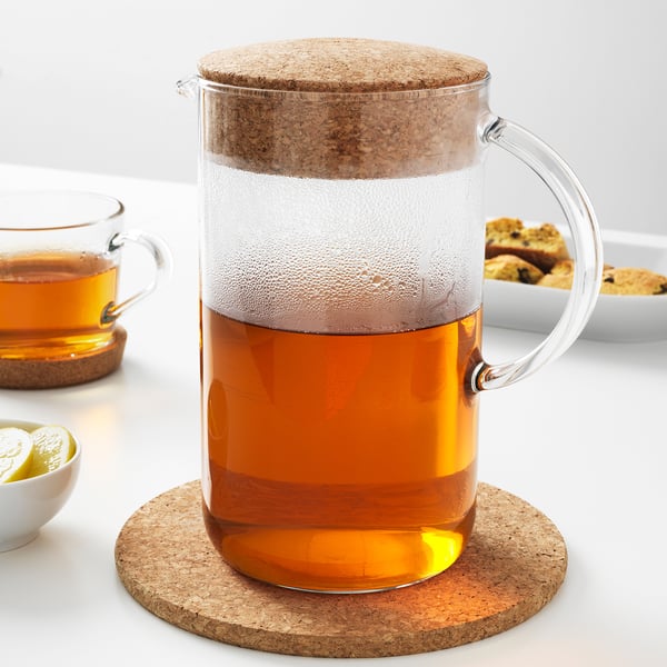 IKEA 365+ jug with lid, clear glass/cork, 1.5 l