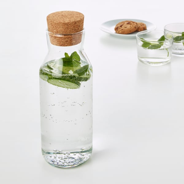 IKEA 365+ carafe with stopper, clear glass/cork, 0.5 l