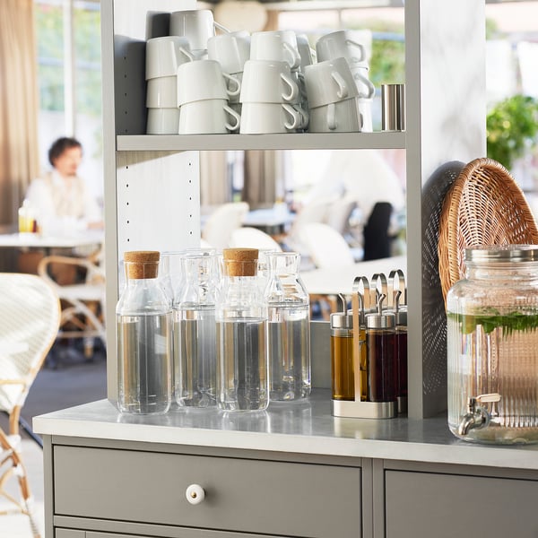 IKEA 365+ carafe with stopper, clear glass/cork, 1 l