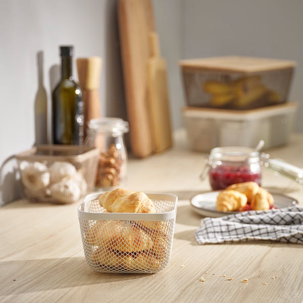 IKEA 365+ food storage basket, metal/white, 14x14x10 cm
