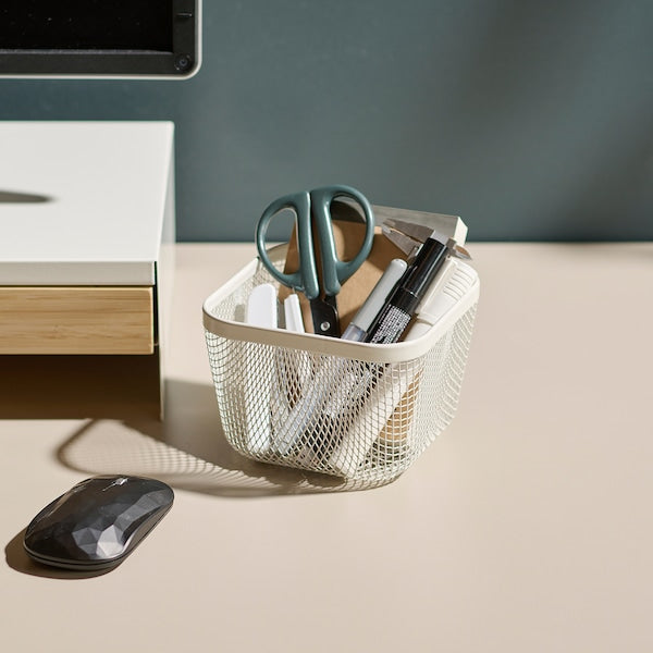 IKEA 365+ food storage basket, metal/white, 14x14x10 cm