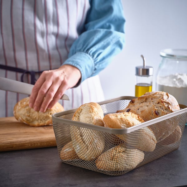 IKEA 365+ food storage basket, metal/light grey-brown, 30x20x11 cm