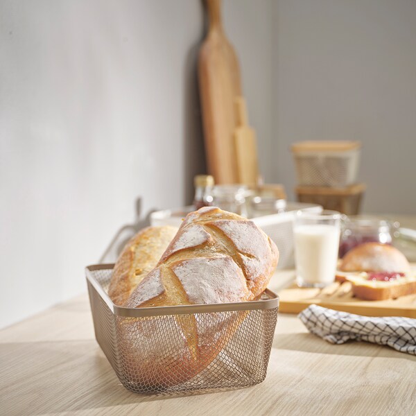 IKEA 365+ - Food storage basket, metal/light grey-brown, 30x20x11 cm