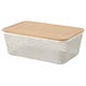 IKEA 365+ food storage basket with lid, rectangular metal/white bamboo, 32x21x13 cm