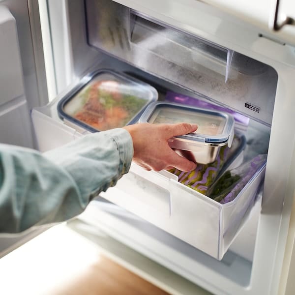Ikea IKEA 365+ - Food container with lid, square stainless steel/plastic, 600 ml