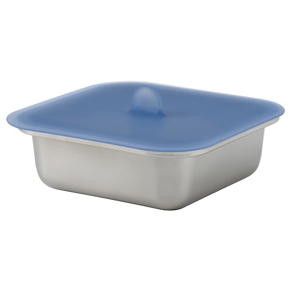 IKEA 365+ - Food container with lid, square stainless steel/silicone, 600 ml