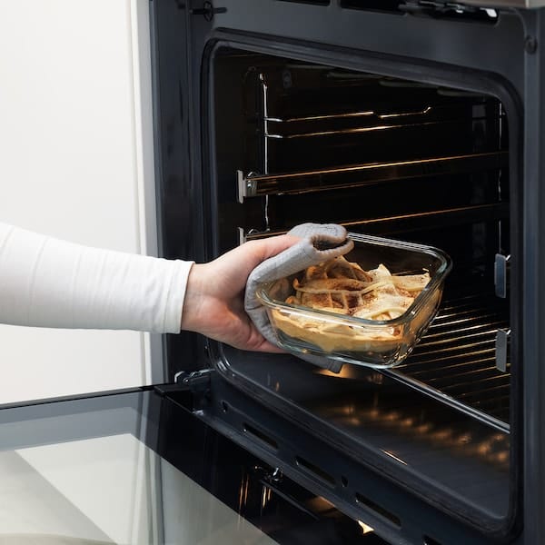 Ikea IKEA 365+ - Food container with lid, square glass/bamboo, 600 ml