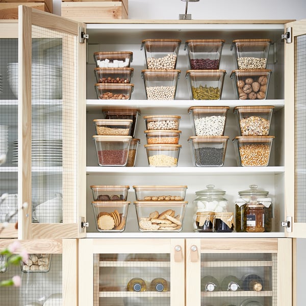 IKEA 365+ - IKEA 365+ Food container with lid, square glass/bamboo, 1.2 l