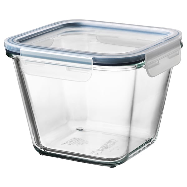 IKEA 365+ food container with lid, square glass/plastic, 1.2 l