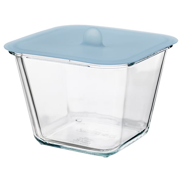 IKEA 365+ food container with lid, square glass/silicone, 15x15 cm