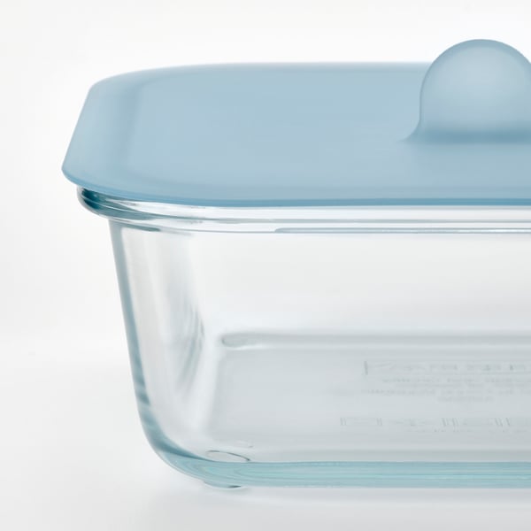 IKEA 365+ food container with lid, square glass/silicone, 600 ml