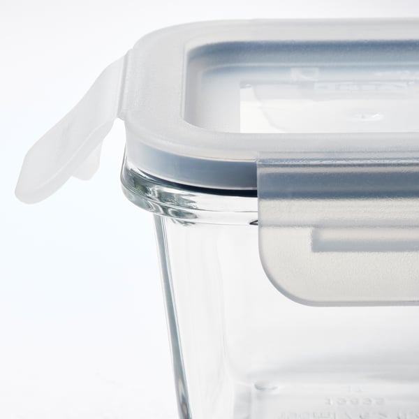 IKEA 365+ food container with lid, square/glass, 180 ml, 3 pack