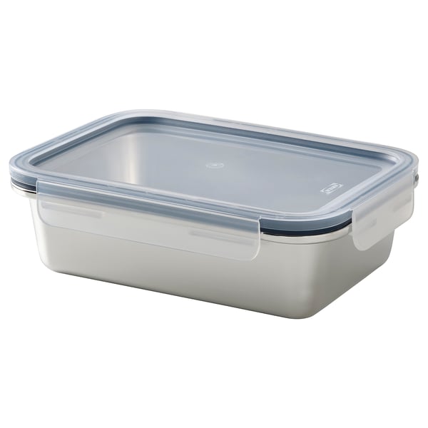 IKEA 365+ food container with lid, rectangular stainless steel/plastic, 1.0 l