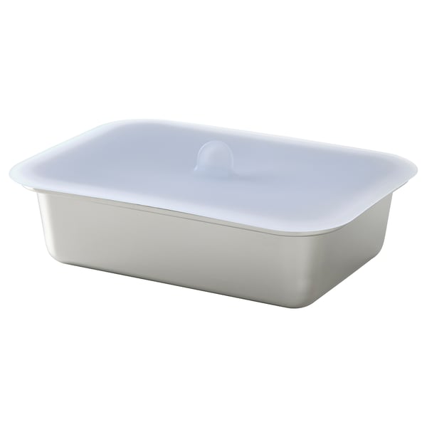 IKEA 365+ food container with lid, rectangular stainless steel/silicone, 1.0 l