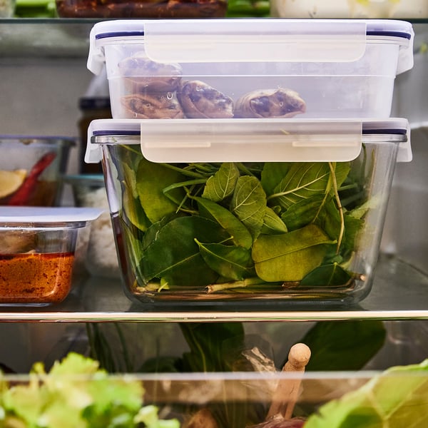 IKEA 365+ food container with lid, rectangular glass/plastic, 1.8 l
