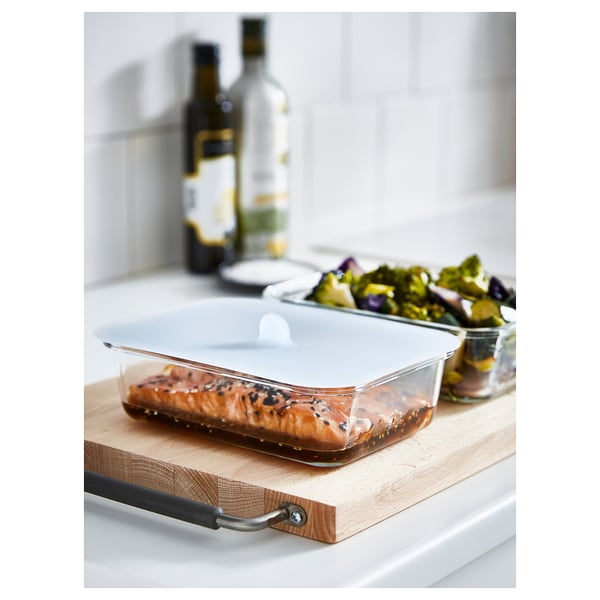 IKEA 365+ food container with lid, rectangular glass/silicone, 1.0 l