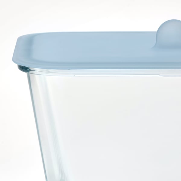 IKEA 365+ food container with lid, rectangular glass/silicone, 1.8 l