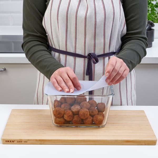 IKEA 365+ food container with lid, rectangular glass/silicone, 21x15 cm