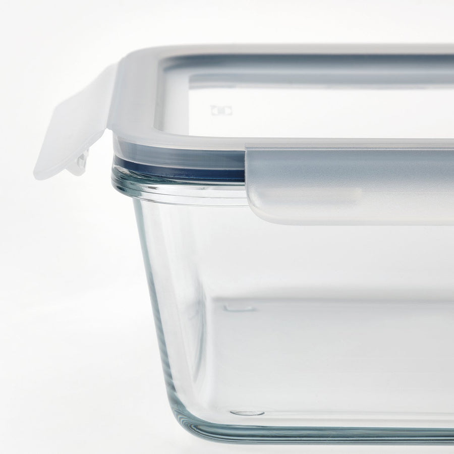IKEA 365+ food container with lid, rectangular/glass, 21x15 cm, 3 pack