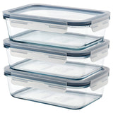 IKEA 365+ food container with lid, rectangular/glass, 1.0 l, 3 pack