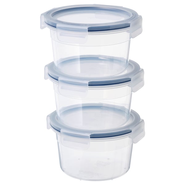 IKEA 365+ food container with lid, round/plastic, 750 ml, 3 pack
