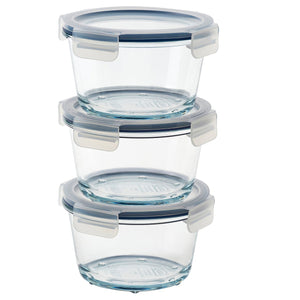 IKEA 365+ food container with lid, round/glass, 600 ml, 3 pack
