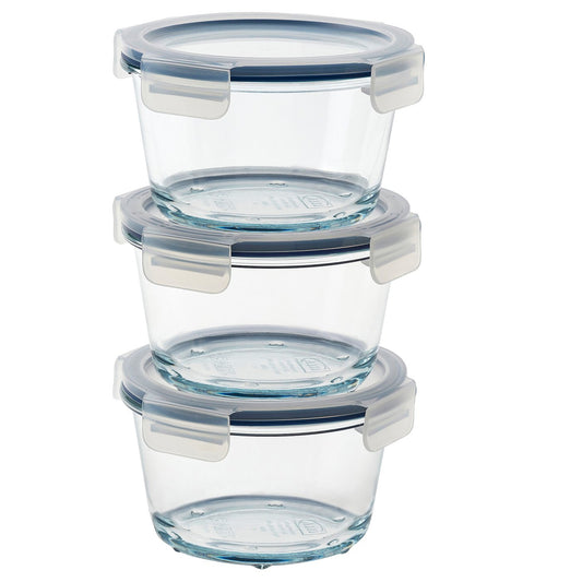 IKEA 365+ food container with lid, round/glass, 600 ml, 3 pack