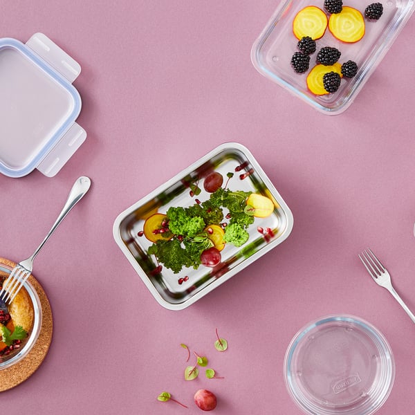 IKEA 365+ food container, rectangular/stainless steel, 1.0 l