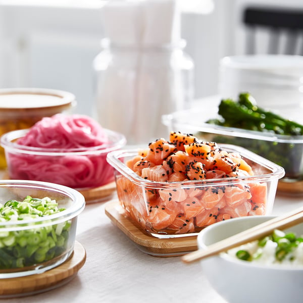 IKEA 365+ food container, square/glass, 600 ml