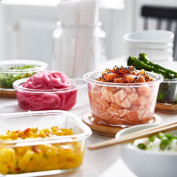 IKEA 365+ food container, round/glass, 600 ml
