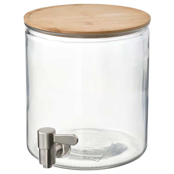 IKEA 365+ jar with tap, bamboo/clear glass, 4 l