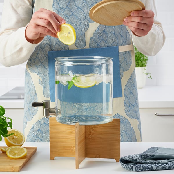 IKEA 365+ jar with tap, bamboo/clear glass, 4 l