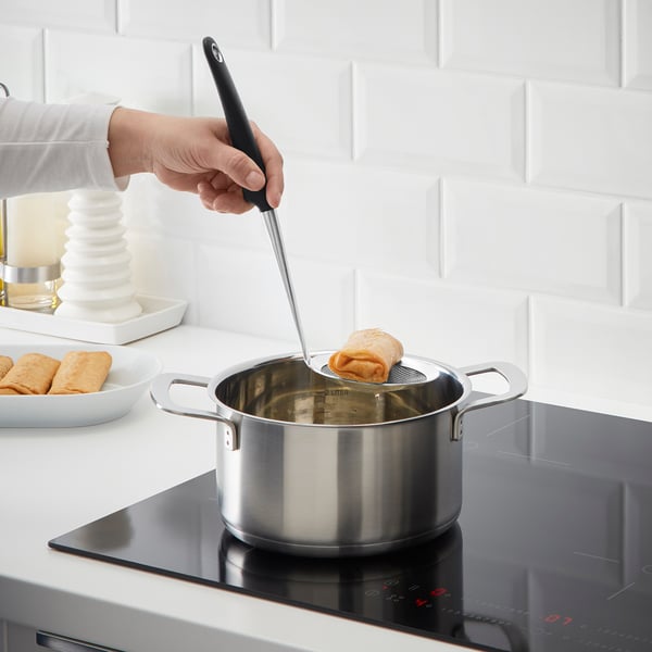 IKEA 365+ HJÄLTE Skimmer for fried food, stainless steel / black ,