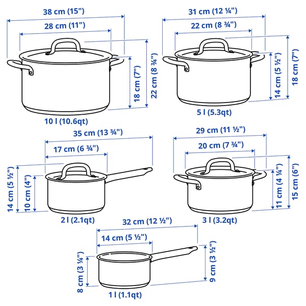 IKEA 365+ cookware set, 9 pieces, stainless