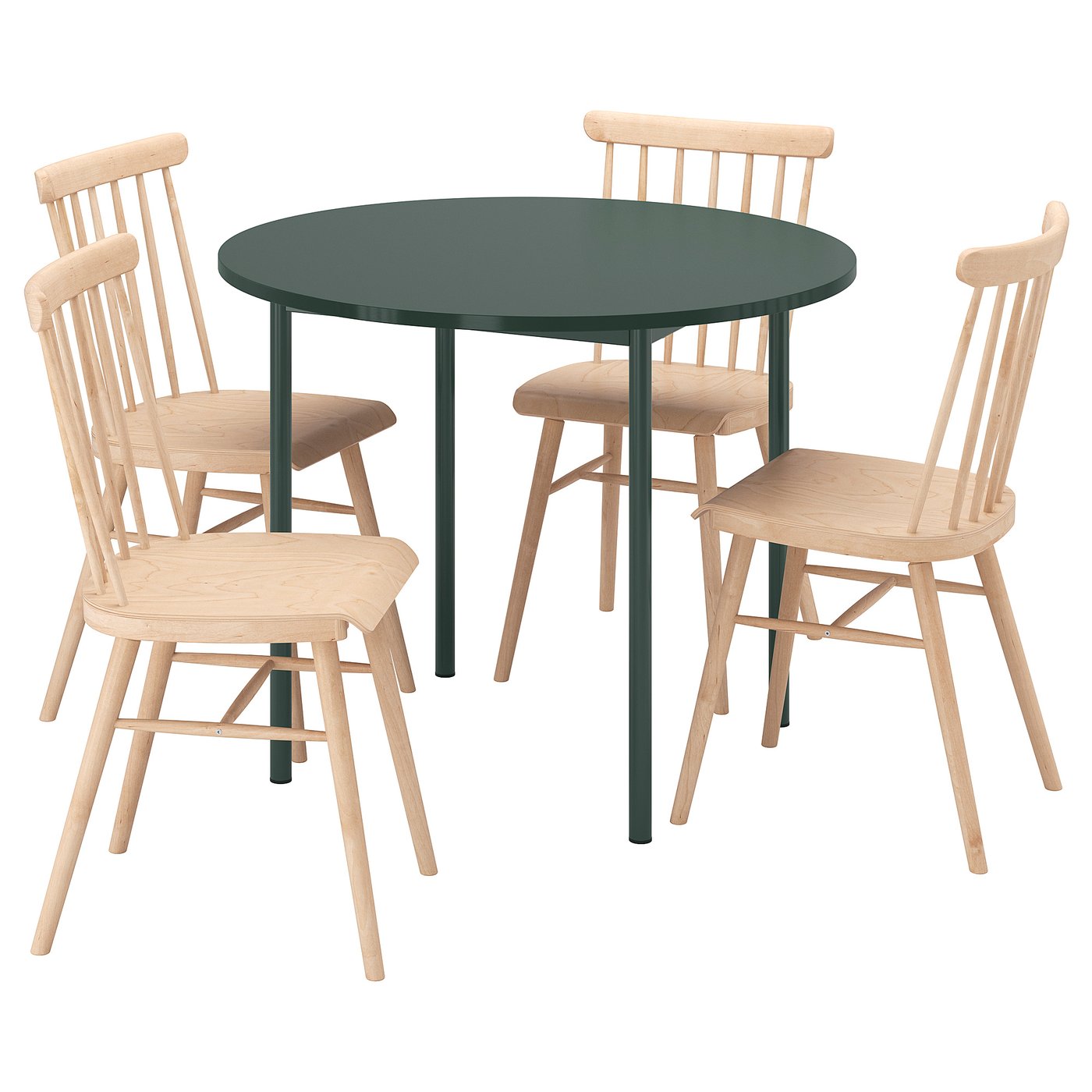 IKEA PS 2026 / HÖGVED table and 4 chairs, green/pine, 96 cm