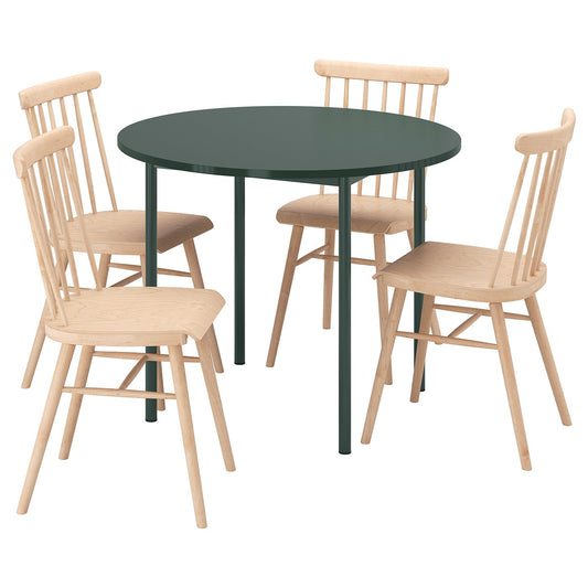 IKEA PS 2026 / HÖGVED table and 4 chairs, green/pine, 96 cm