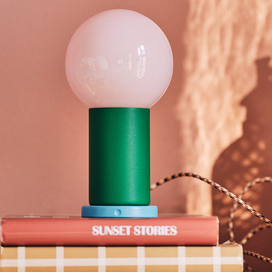 IKEA PS 2026 LED portable lamp, battery-operated dimmable/green light pink, 22 cm