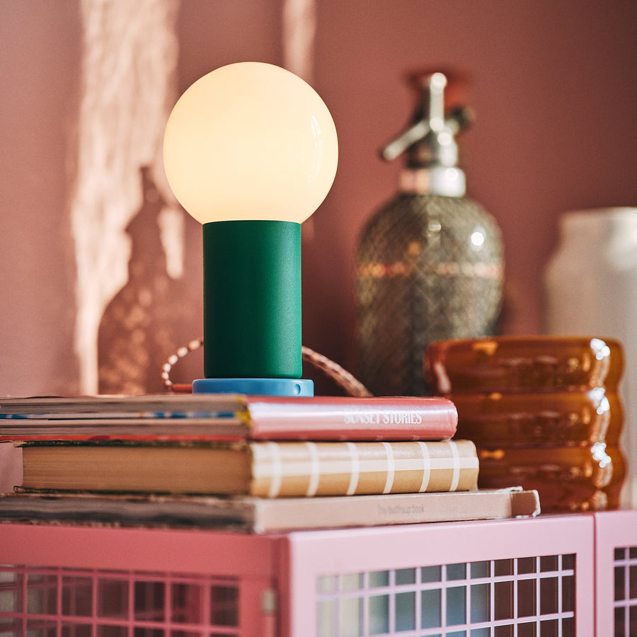 IKEA PS 2026 LED portable lamp, battery-operated dimmable/green light pink, 22 cm