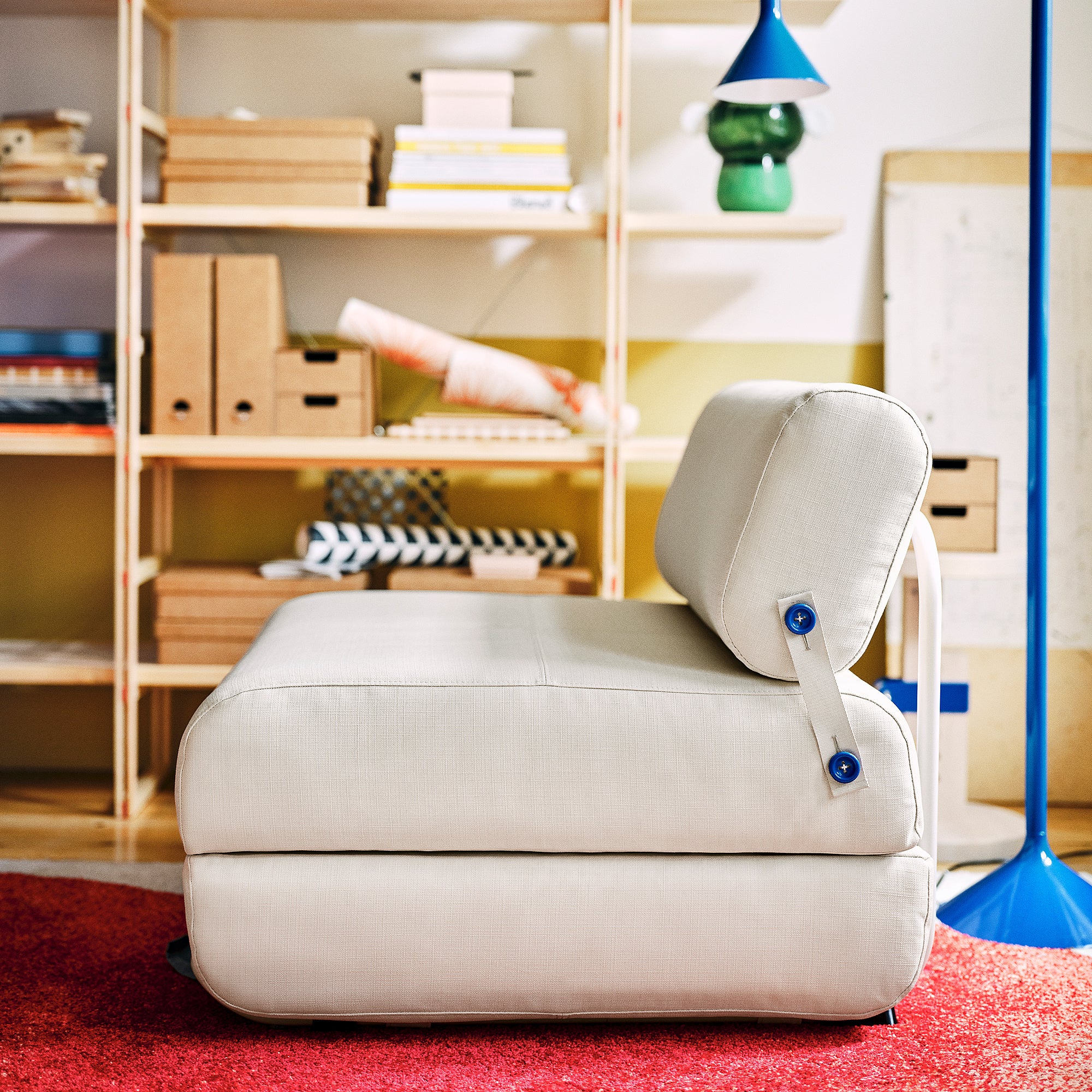 IKEA PS 2026 chair-bed, Skiftebo light grey-beige, 80x75 cm