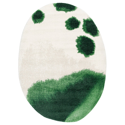 IKEA PS 2026 rug, low pile, oval/green off-white, 200x266 cm