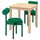 IKEA PS 2026 table and 2 chairs, pine/Knäbäck bright green, 70x70 cm