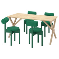 IKEA PS 2026 table and 4 chairs, pine/Knäbäck bright green, 156x75 cm