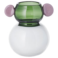 IKEA PS 2026 vase, glass/white/green pink, 15 cm