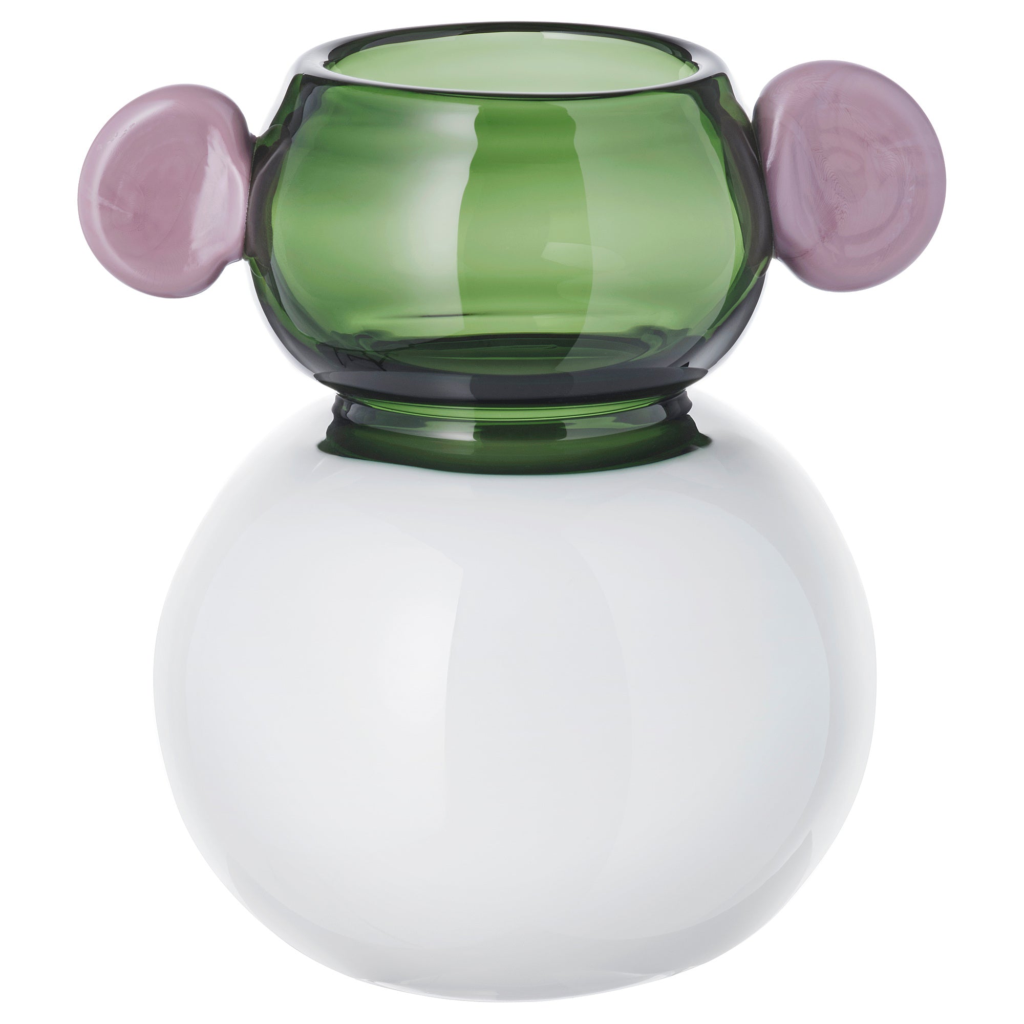 IKEA PS 2026 vase, glass/white/green pink, 15 cm