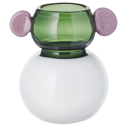 IKEA PS 2026 vase, glass/white/green pink, 12 cm