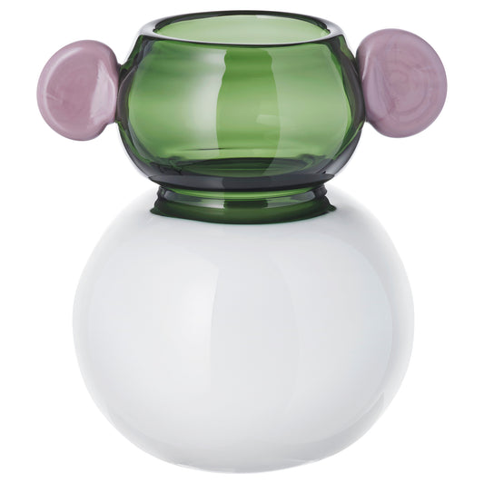 IKEA PS 2026 vase, glass/white/green pink, 15 cm