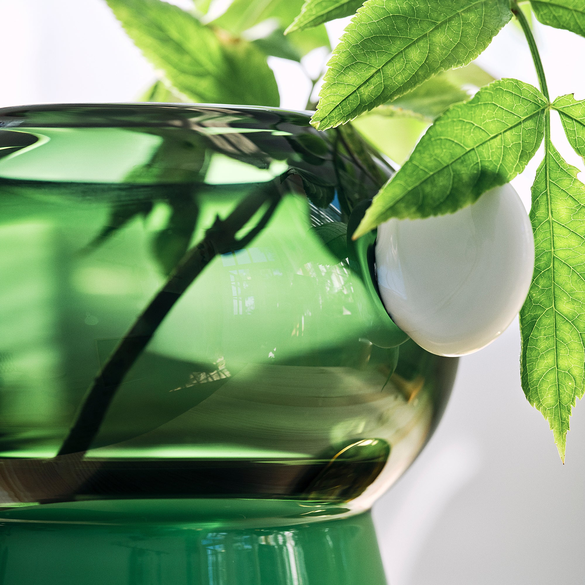 IKEA PS 2026 vase, glass/green/white, 22 cm