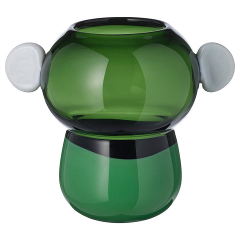 IKEA PS 2026 vase, glass/green/white, 18 cm