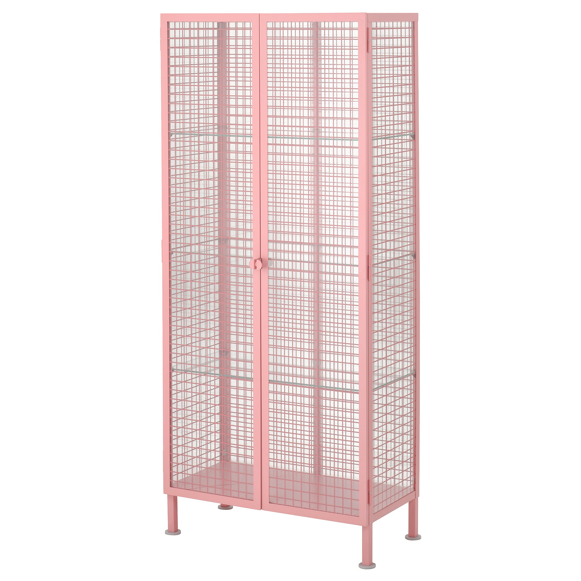 IKEA PS 2026 glass-door cabinet, light pink, 73x36x160 cm